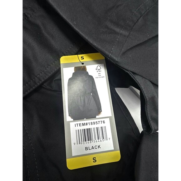 HUNTER Women's S Rubberized Cotton Smock Hooded Water Resistant Jacket Black - Picture 10 of 11